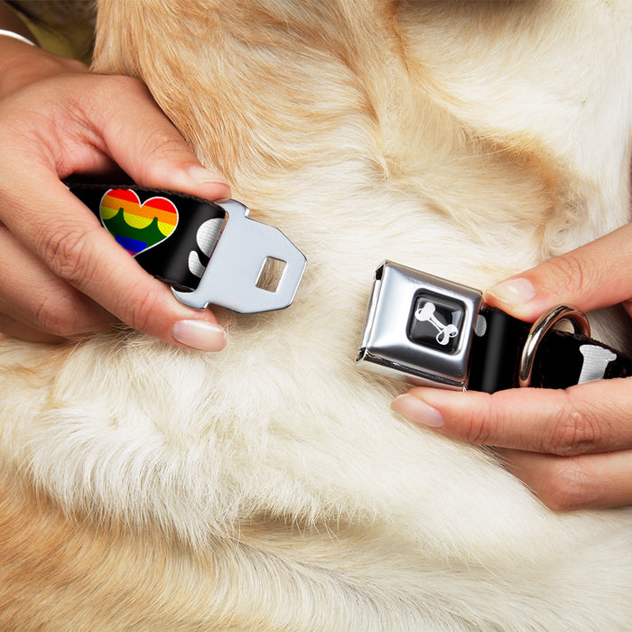Dog Bone Seatbelt Buckle Collar - I "HEART BRIDGE" SF Black/White/Rainbow Seatbelt Buckle Collars Buckle-Down   