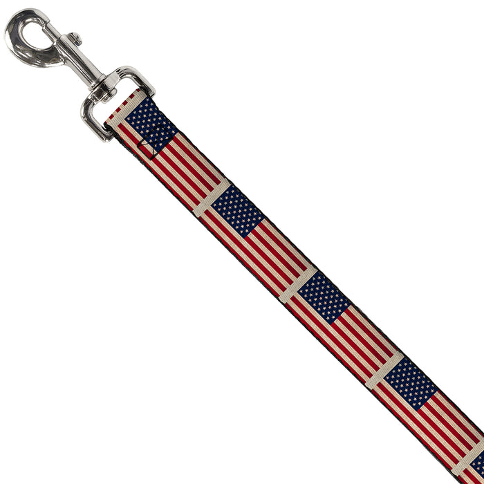 Dog Leash - American Flag Weathered Color Repeat Dog Leashes Buckle-Down   
