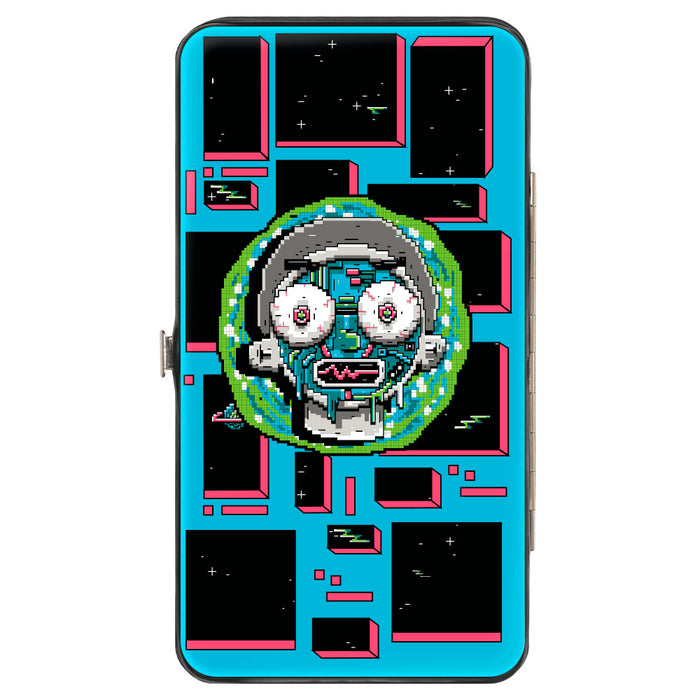 Hinged Wallet - Rick and Morty Logo and Circuit Faces and Blocks Multi Color Hinged Wallets Rick and Morty   