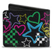 Bi-Fold Wallet - Sketch Skull Star Heart Checker Black Multi Color Bi-Fold Wallets Buckle-Down   