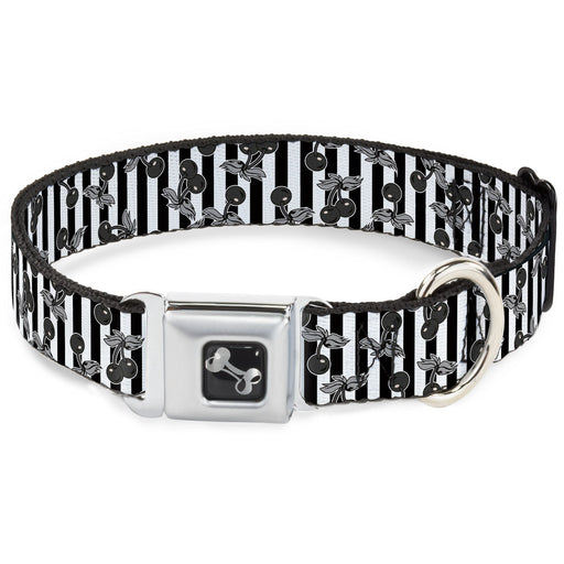 Dog Bone Seatbelt Buckle Collar - Cherries Scattered/Vertical Stripe White/Black/Grays Seatbelt Buckle Collars Buckle-Down   