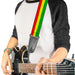 Guitar Strap - Rasta Stripes Painted Green Yellow Red Guitar Straps Buckle-Down   