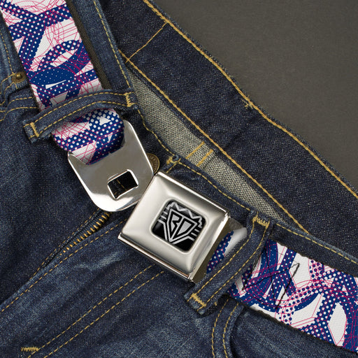 BD Wings Logo CLOSE-UP Full Color Black Silver Seatbelt Belt - Peace Mixed White/Blue/Pink Webbing Seatbelt Belts Buckle-Down   