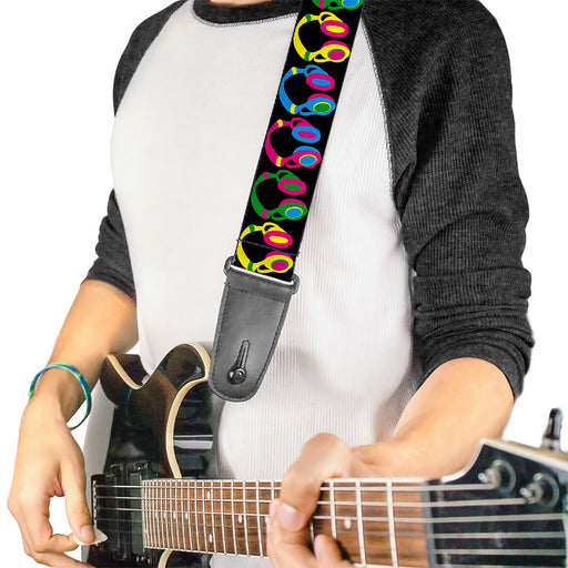 Guitar Strap - Headphones Black Neon Guitar Straps Buckle-Down   