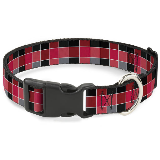 Plastic Clip Collar - Checker Mosaic Red Plastic Clip Collars Buckle-Down   