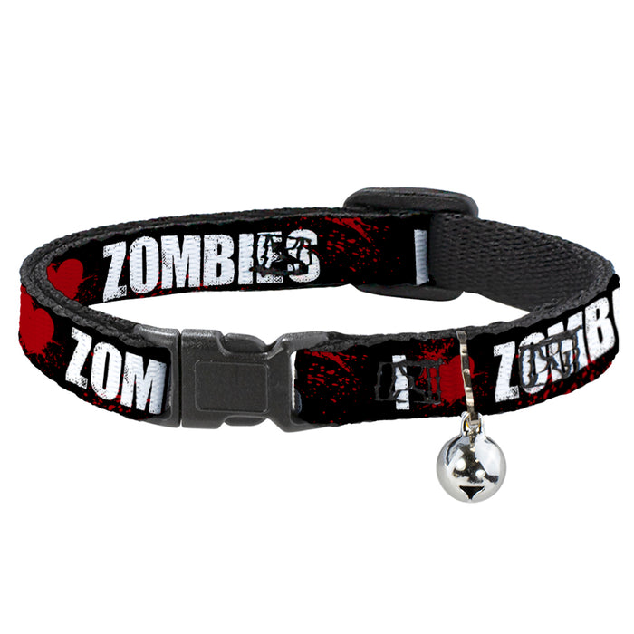 Cat Collar Breakaway - I "HEART" ZOMBIES Black White Red Splatter Breakaway Cat Collars Buckle-Down   