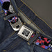 BD Wings Logo CLOSE-UP Full Color Black Silver Seatbelt Belt - Grunge Checker Flag Blue/Red Webbing Seatbelt Belts Buckle-Down   
