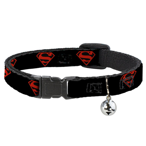 Cat Collar Breakaway - Superboy Shield Black Red Breakaway Cat Collars DC Comics   