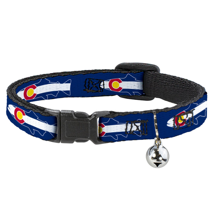 Cat Collar Breakaway - Colorado Trout Flag Snowy Mountains Blues White Red Yellow Breakaway Cat Collars Buckle-Down   