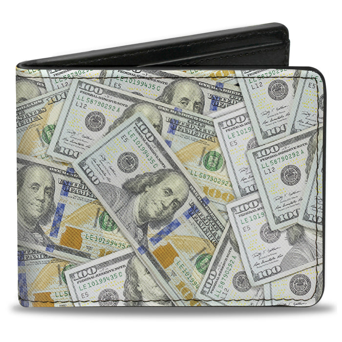 Bi-Fold Wallet - Vivid 100 Dollar Bills Stacked Bi-Fold Wallets Buckle-Down   