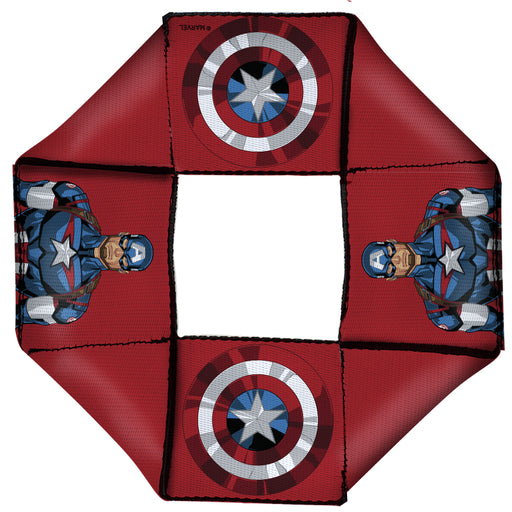 MARVEL AVENGERS Dog Toy Squeaky Octagon Flyer - Captain American Pose Shield Icon Red Dog Toy Squeaky Octagon Flyer Marvel Comics   
