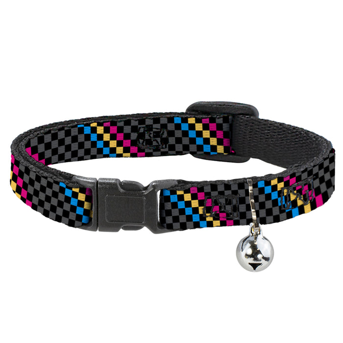 Cat Collar Breakaway - Checker Stripe Black Gray Blue Gold Pink Breakaway Cat Collars Buckle-Down   