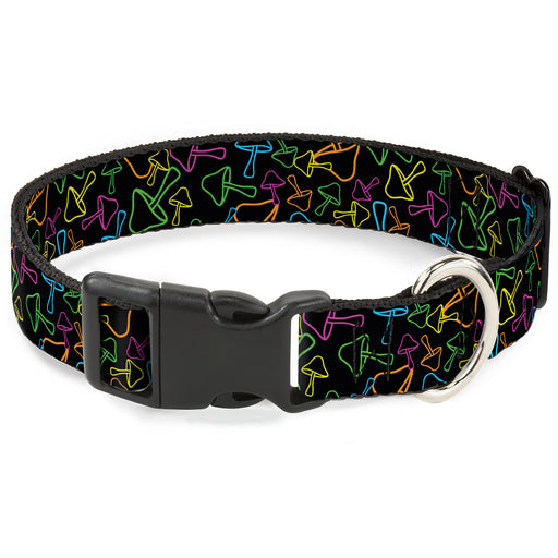 Plastic Clip Collar - Mushroom Outline Scattered Black/Multi Neon Plastic Clip Collars Buckle-Down   