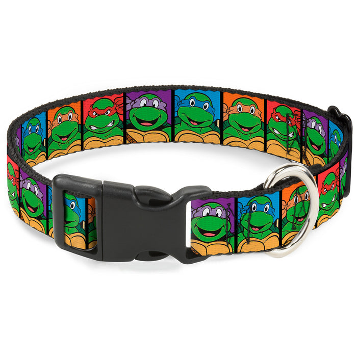 Plastic Clip Collar - Classic Teenage Mutant Ninja Turtles Face Blocks Black/Multi Color Plastic Clip Collars Nickelodeon   