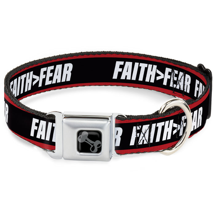 Dog Bone Black/Silver Seatbelt Buckle Collar - FAITH Greater Than FEAR Stripe Red/Black/White Seatbelt Buckle Collars Buckle-Down   