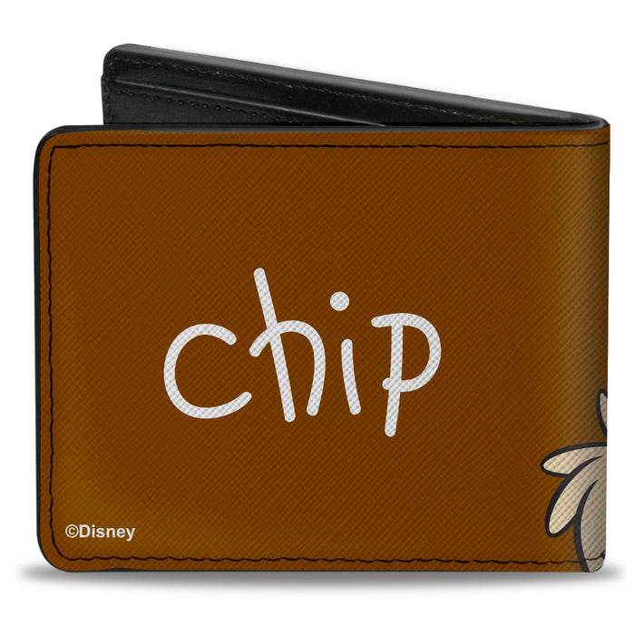 Bi-Fold Wallet - Chip n' Dale Chip Face Close-Up + Autograph Brown Bi-Fold Wallets Disney   