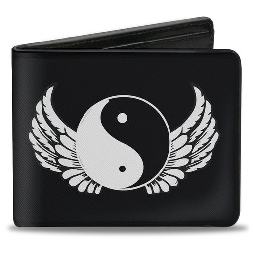 Bi-Fold Wallet - Yin Yang w Wings Black White Bi-Fold Wallets Buckle-Down   