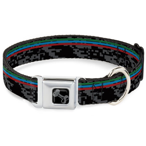 Dog Bone Black/Silver Seatbelt Buckle Collar - Racing Stripes/Digital Camo Black/Gray/Green/Blue/Red Seatbelt Buckle Collars Buckle-Down   