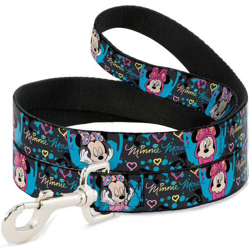 Dog Leash - Minnie Mouse Hoody & Headphone Poses Gray/Multi Color Dog Leashes Disney   