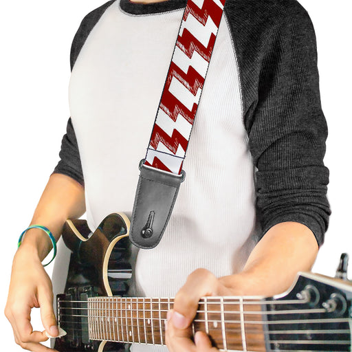 Guitar Strap - Lightning Bolts Sketch Red White Guitar Straps Buckle-Down   