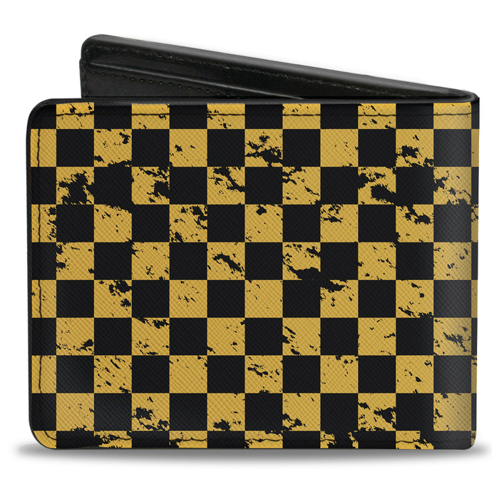 Bi-Fold Wallet - Checker Weathered Black Yellow Bi-Fold Wallets Buckle-Down   