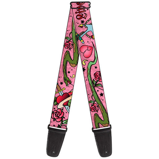 Guitar Strap - Live Hard Die Young Pink Guitar Straps Buckle-Down   