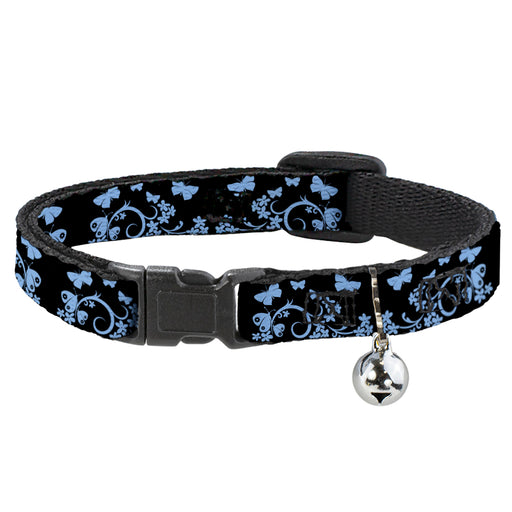 Cat Collar Breakaway - Butterfly Garden Black Blue Breakaway Cat Collars Buckle-Down   