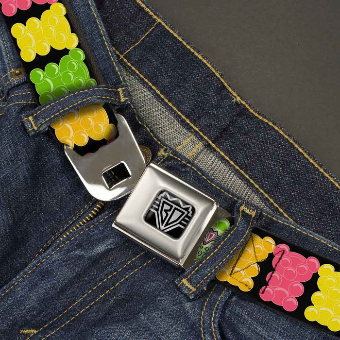 BD Wings Logo CLOSE-UP Full Color Black Silver Seatbelt Belt - Gummy Bears Cartoon Black/Red/Yellow/Green Webbing Seatbelt Belts Buckle-Down   