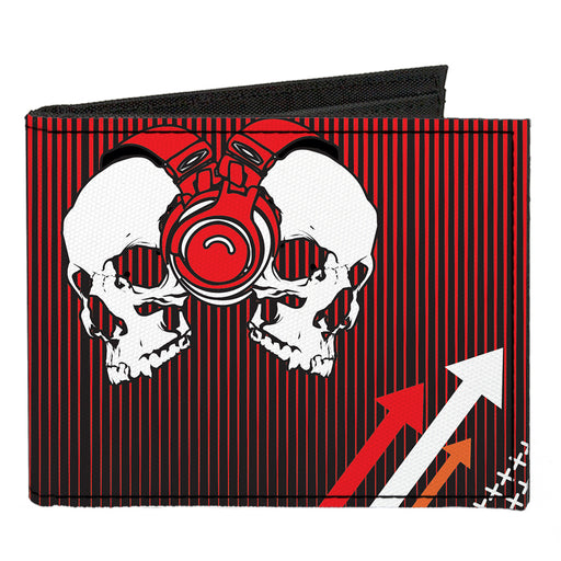 Canvas Bi-Fold Wallet - DJ Skulls Up Down Black Red Canvas Bi-Fold Wallets Buckle-Down   