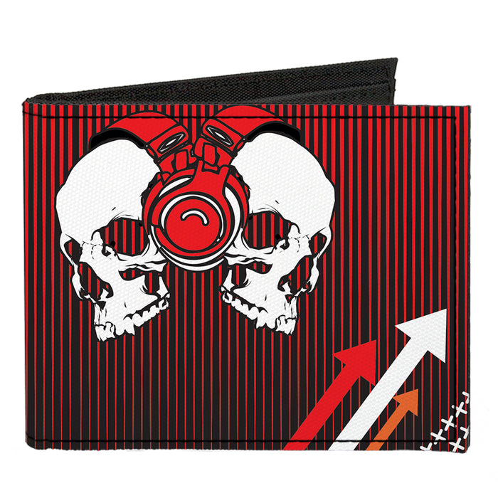 Canvas Bi-Fold Wallet - DJ Skulls Up Down Black Red Canvas Bi-Fold Wallets Buckle-Down   