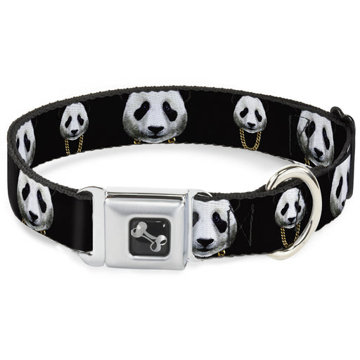 Dog Bone Seatbelt Buckle Collar - Panda w/Gold Chain Black Seatbelt Buckle Collars Buckle-Down   