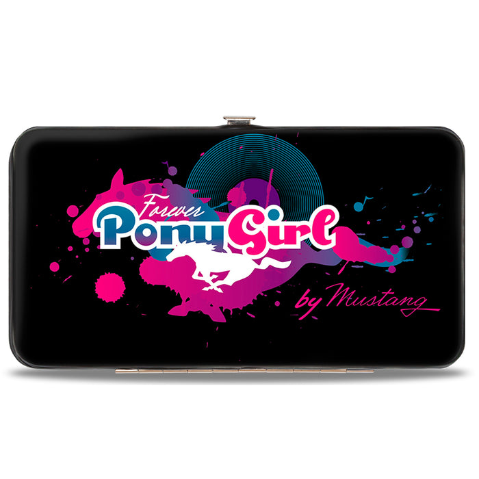 Hinged Wallet - FOREVER PONY GIRL Mustang Silhouette Black Blues Pinks Hinged Wallets Ford   