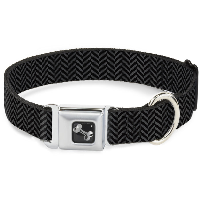 Dog Bone Seatbelt Buckle Collar - Herringbone Jagged Black/Gray Seatbelt Buckle Collars Buckle-Down   