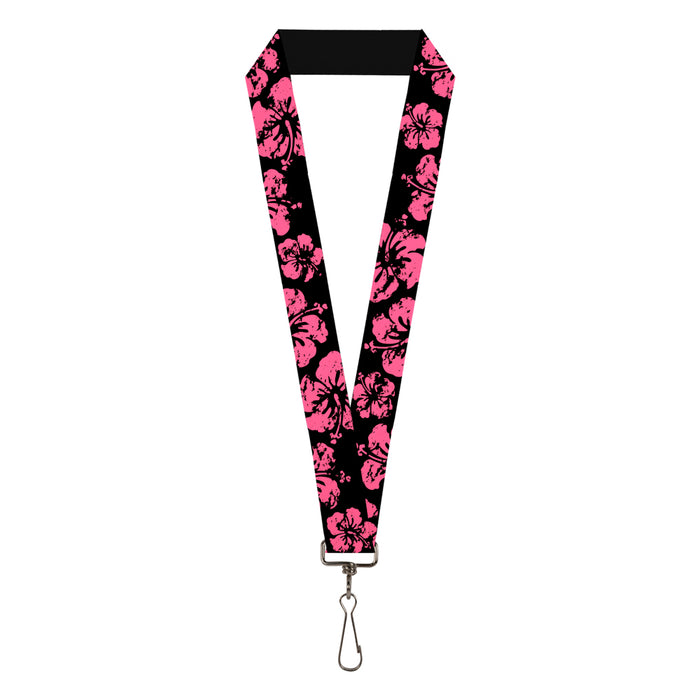 Lanyard - 1.0" - Hibiscus Weathered Black Pink Lanyards Buckle-Down   