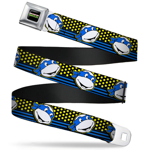 Classic TMNT Logo2 Full Color Seatbelt Belt - Classic TMNT Leonardo Expression Dots/Stripes Black/Yellow/Blue/White Webbing Seatbelt Belts Nickelodeon   