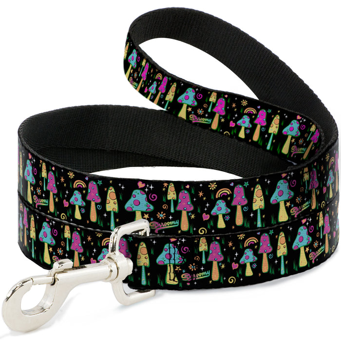 Dog Leash - Mushroom SHROOMY Garden Black/Multi Color Dog Leashes Buckle-Down   