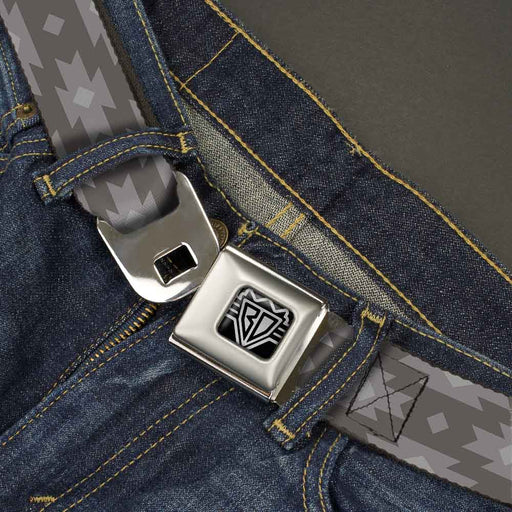 BD Wings Logo CLOSE-UP Full Color Black Silver Seatbelt Belt - Navajo Grays Webbing Seatbelt Belts Buckle-Down   