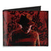 Canvas Bi-Fold Wallet - Freddy Pose2 + Hand Scratching Quote Scrawls Reds Black Canvas Bi-Fold Wallets Warner Bros. Horror Movies Default Title  