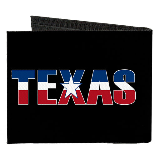 Canvas Bi-Fold Wallet - TEXAS w Star Black White Blue Red Canvas Bi-Fold Wallets Buckle-Down   