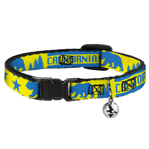 Cat Collar Breakaway - CALIFORNIA REPUBLIC Bear Stars Silhouette Yellow Blue Breakaway Cat Collars Buckle-Down   