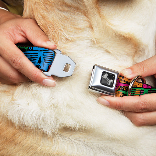 Dog Bone Seatbelt Buckle Collar - Eighties Shades Tapes Black/Neon Seatbelt Buckle Collars Buckle-Down   