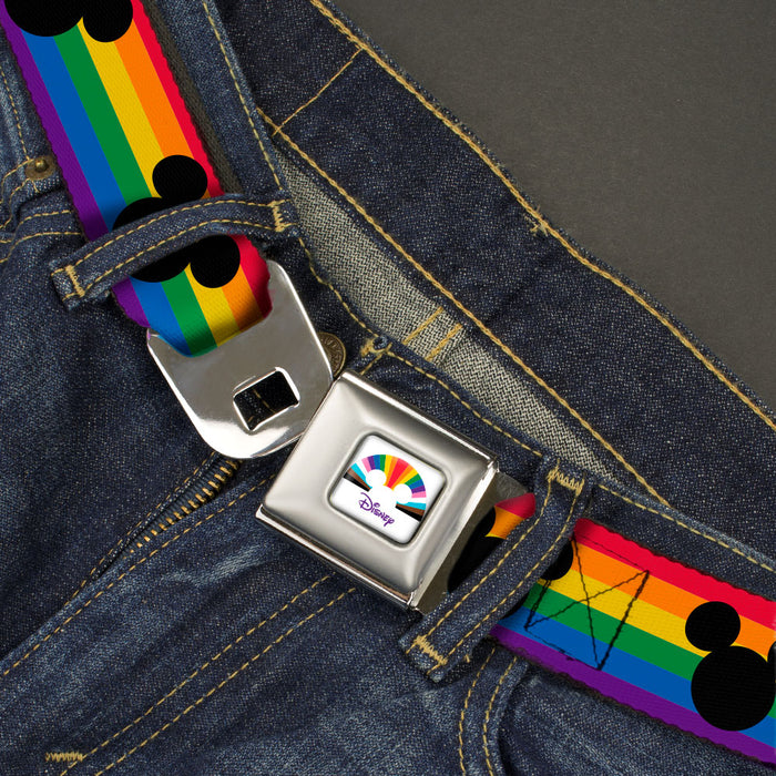 Seatbelt Belt - Mickey Mouse Ears Icon Rainbow Pride Flag Webbing Seatbelt Belts Disney   