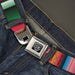 BD Wings Logo CLOSE-UP Full Color Black Silver Seatbelt Belt - Zarape5 Vertical Multi Color Stripe Webbing Seatbelt Belts Buckle-Down   