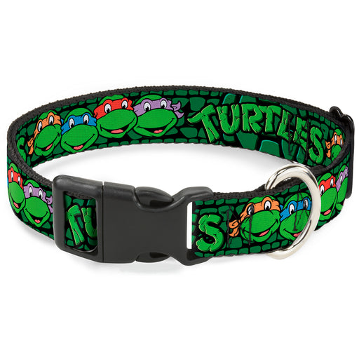 Plastic Clip Collar - Classic Teenage Mutant Ninja Turtles Group Faces/TURTLES Turtle Shell Black/Green Plastic Clip Collars Nickelodeon   