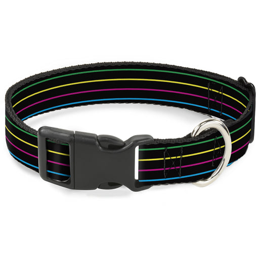 Plastic Clip Collar - Pinstripes Black/Multi Color Plastic Clip Collars Buckle-Down   
