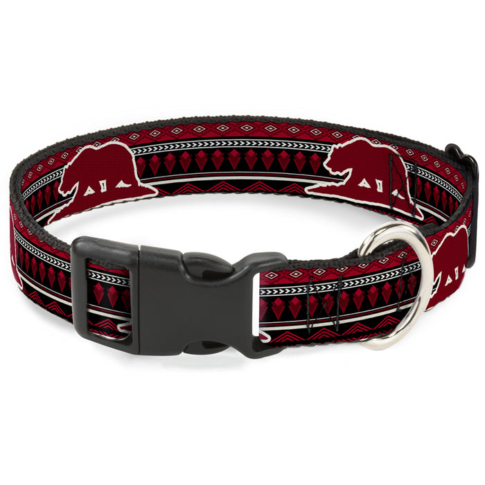 Plastic Clip Collar - Cali Bear/Aztec4 Black/Dark Reds/Cream Plastic Clip Collars Buckle-Down   