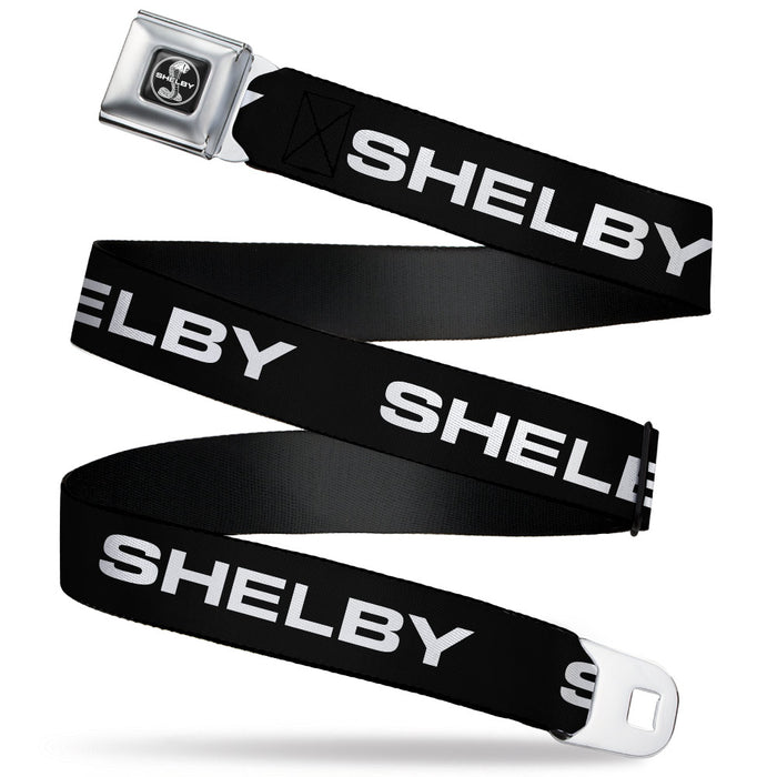 SHELBY Tiffany Split Full Color Black/White Seatbelt Belt - SHELBY Text Only Black/White Webbing Seatbelt Belts Carroll Shelby   