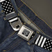 BD Wings Logo CLOSE-UP Full Color Black Silver Seatbelt Belt - American Flag CLOSE-UP Black/White Webbing Seatbelt Belts Buckle-Down   