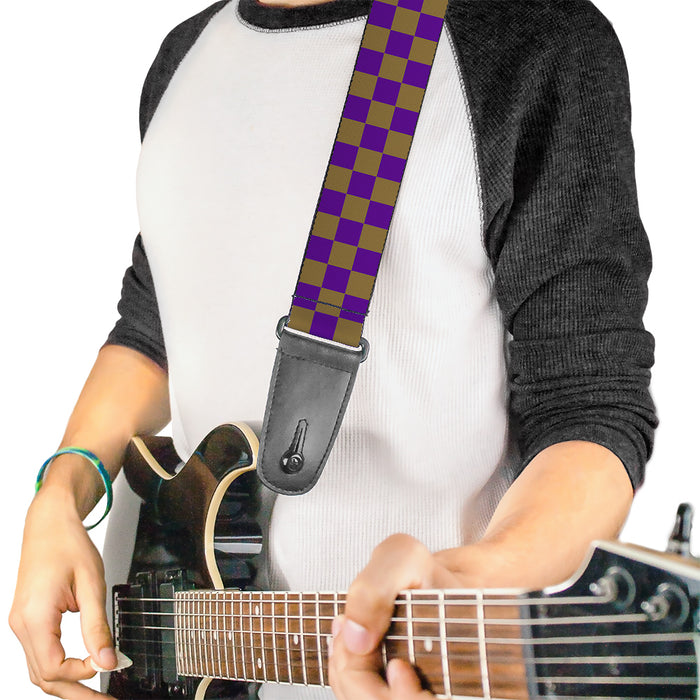 Guitar Strap - Checker Purple Gold Guitar Straps Buckle-Down   