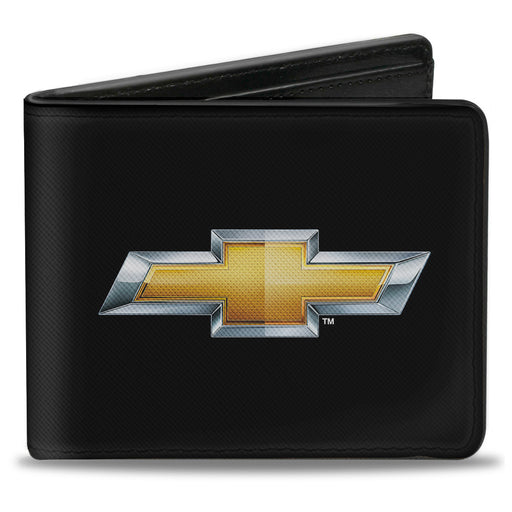 Bi-Fold Wallet - Chevy Bowtie Black Gold Logo CENTERED Bi-Fold Wallets GM General Motors   